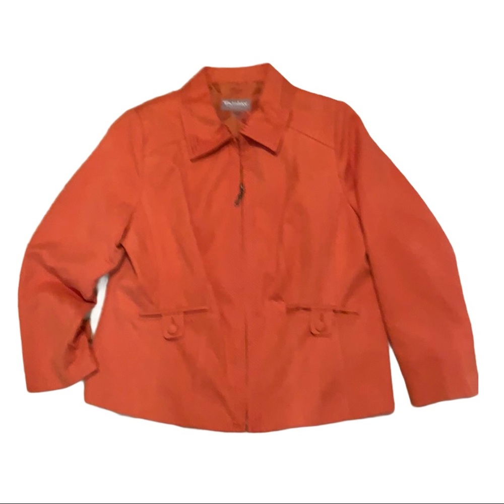 TanJay Petite Orange Faux Suede Plush Zip-up Blazer Suit Jacket